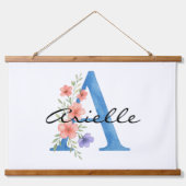 Personalisierter Blumenbrief A monogramm Wandteppich Mit Holzrahmen (Vorne)