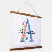 Personalisierter Blumenbrief A monogramm Wandteppich Mit Holzrahmen (Gewinkelt)
