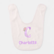 Personalisierter Blumenbrief C Baby Bib