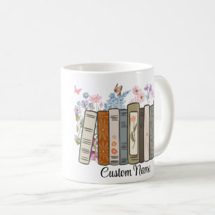Personalisierter Blumenbücher-Mug, Geschenk für Bü Kaffeetasse