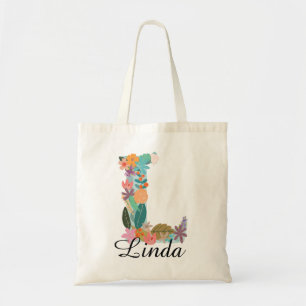 Personalisierter Blumenbuchstabe L Benutzerdefinie Tragetasche