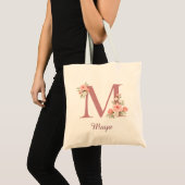 Personalisierter Blumenbuchstabe M Monogramm-Tasch Tragetasche (Vorderseite (Produkt))