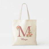 Personalisierter Blumenbuchstabe M Monogramm-Tasch Tragetasche (Rückseite)
