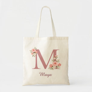 Personalisierter Blumenbuchstabe M Monogramm-Tasch Tragetasche