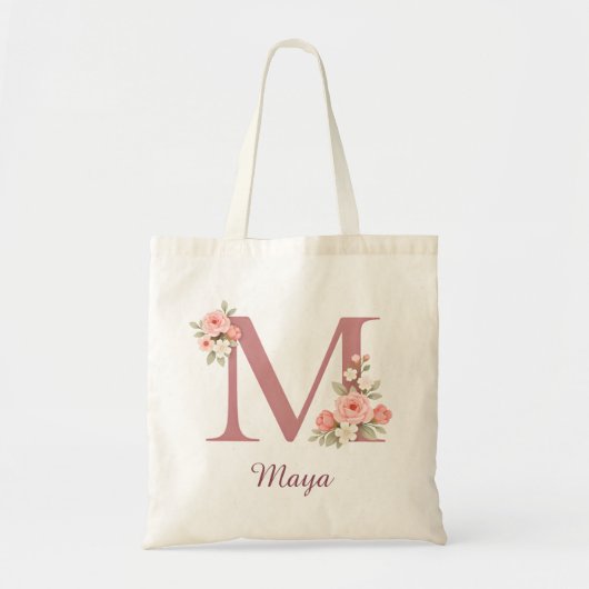 Personalisierter Blumenbuchstabe M Monogramm-Tasch Tragetasche (Vorne)