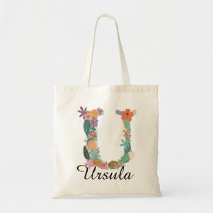 Personalisierter Blumenbuchstabe U Benutzerdefinie Tragetasche