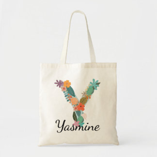 Personalisierter Blumenbuchstabe Y Benutzerdefinie Tragetasche