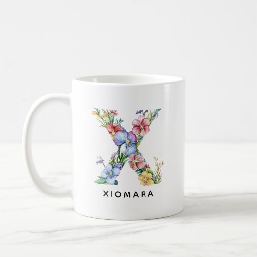 Personalisierter Blumenbuchstaben-Mug als Abschlus Kaffeetasse (Links)