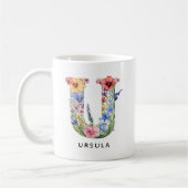 Personalisierter Blumenbuchstaben-Mug zum Geburtst Kaffeetasse (Links)