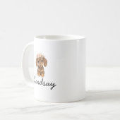 Personalisierter Blumendackel-Welpen-Name Kaffeetasse (Vorderseite Links)
