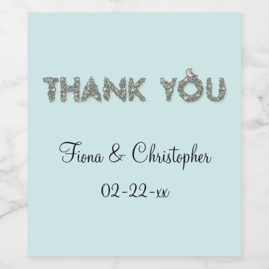 Personalisierter Blumendanke Weinetikett (Einzelnes Label)