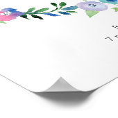 Personalisierter Blumendruck lila-blaues Geburtspo Poster (Ecke)