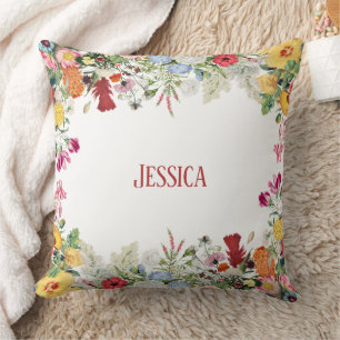 Personalisierter Blumengarten Bunte Blumen Kissen