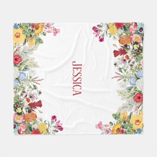Personalisierter Blumengarten Farbige Blume Fleecedecke (Vorderseite (Horizontal))