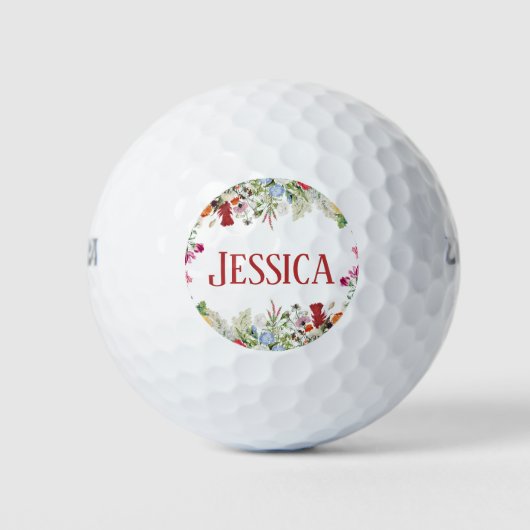 Personalisierter Blumengarten Farbige Blume Golfball (Vorderseite)