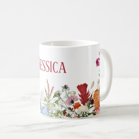 Personalisierter Blumengarten Farbige Blume Kaffeetasse (VorderseiteRechts)