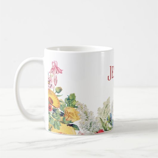 Personalisierter Blumengarten Farbige Blume Kaffeetasse (Links)