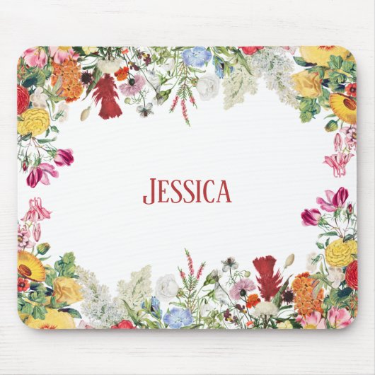 Personalisierter Blumengarten Farbige Blume Mousepad (Vorne)