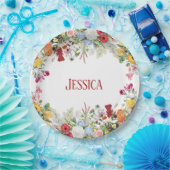 Personalisierter Blumengarten Farbige Blume Pappteller (Party)