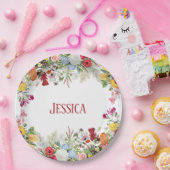 Personalisierter Blumengarten Farbige Blume Pappteller (Party)