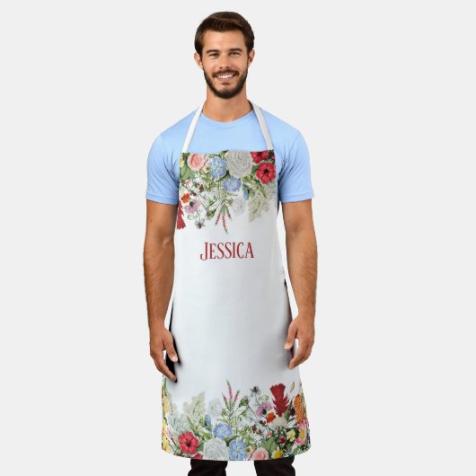 Personalisierter Blumengarten Farbige Blume Schürze (Getragen)