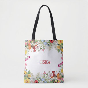 Personalisierter Blumengarten Farbige Blume Tasche