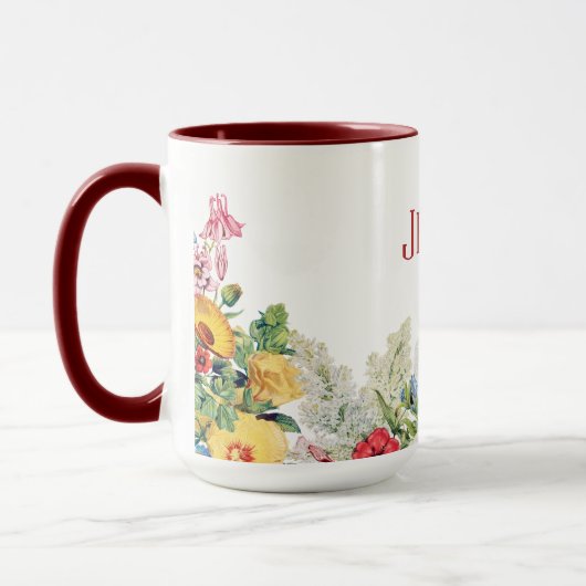 Personalisierter Blumengarten Farbige Blume Tasse (Links)