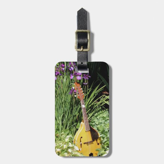 Personalisierter Blumengarten Mandolin und Iris Gepäckanhänger (Vorderseite vertikal)