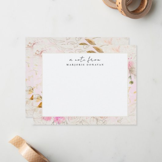 Personalisierter Blumengarten Pink Stationer Mitteilungskarte (Vorderseite/Rückseite Beispiel)