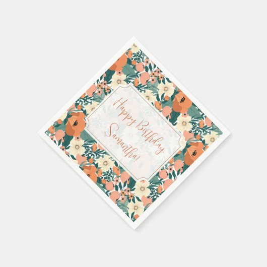 Personalisierter Blumengeburt Serviette (Ecke)