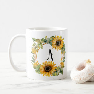Personalisierter Blumengefäß mit Monogramm und ind Kaffeetasse