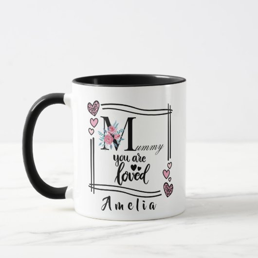 Personalisierter Blumengeschenk-Mommy-Becher Tasse (Links)