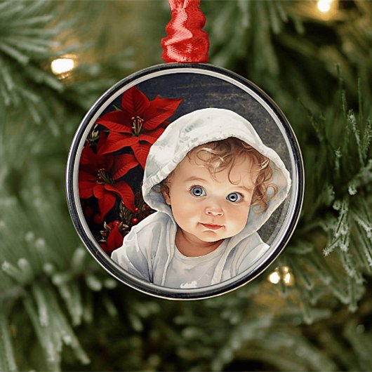 Personalisierter Blumenhintergrund Weihnachtsschmu Ornament Aus Metall