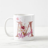Personalisierter Blumeninitial-Becher – Buchstabe  Kaffeetasse (Links)