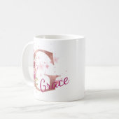 Personalisierter Blumeninitial-Becher – Buchstabe  Kaffeetasse (Vorderseite Links)