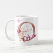 Personalisierter Blumeninitial-Becher – Buchstabe  Kaffeetasse (Links)