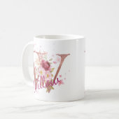 Personalisierter Blumeninitial-Becher – Buchstabe Kaffeetasse (Vorderseite Links)