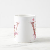 Personalisierter Blumeninitial-Becher – Buchstabe Kaffeetasse (Mittel)