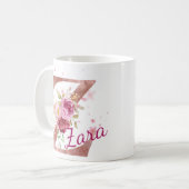 Personalisierter Blumeninitial-Becher – Buchstabe  Kaffeetasse (Vorderseite Links)
