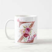 Personalisierter Blumeninitial-Becher – Buchstabe  Kaffeetasse (Links)