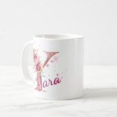 Personalisierter Blumeninitial-Becher – Buchstabe  Kaffeetasse (Vorderseite Links)