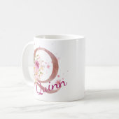 Personalisierter Blumeninitial-Becher – Buchstabe  Kaffeetasse (Vorderseite Links)