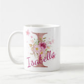 Personalisierter Blumeninitial-Becher – Buchstabe  Kaffeetasse (Links)