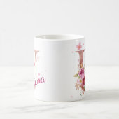 Personalisierter Blumeninitial-Becher – Buchstabe Kaffeetasse (Mittel)
