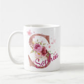 Personalisierter Blumeninitial-Becher – Buchstabe  Kaffeetasse (Links)