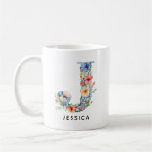 Personalisierter Blumeninitial-Kaffeebecher zum Ge Kaffeetasse (Links)