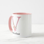 Personalisierter Blumeninitial-Namensbecher Mutter Tasse (Vorderseite Links)