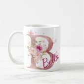 Personalisierter Blumeninitialen-Becher – Buchstab Kaffeetasse (Links)