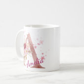 Personalisierter Blumeninitialen-Becher - Buchstab Kaffeetasse (Vorderseite Links)