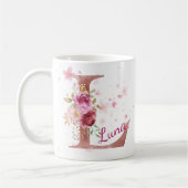 Personalisierter Blumeninitialen-Becher – Buchstab Kaffeetasse (Links)